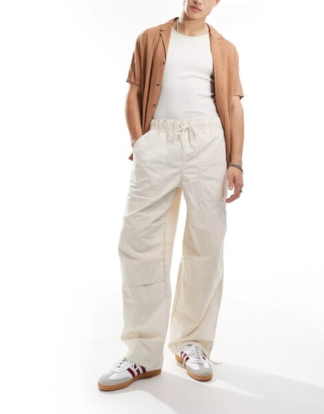 Dickies fisherville parachute trousers in cream