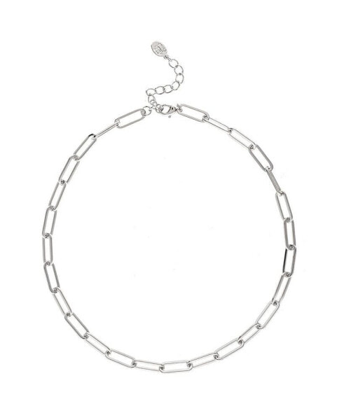 Rivka Friedman rhodium Polished Paperclip Strand Chain Necklace