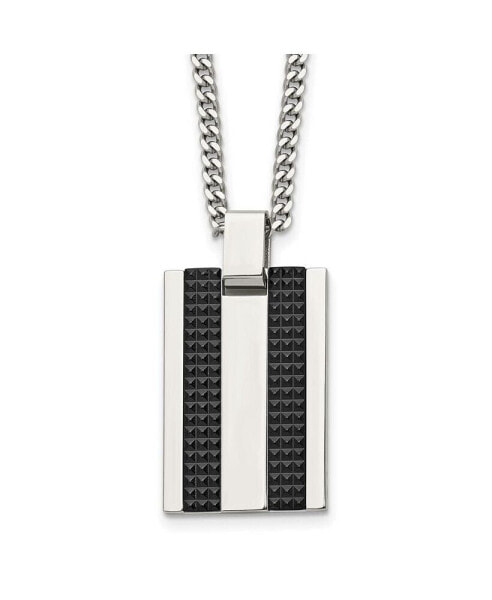 Stainless Black IP-plated Rectangle Dog Tag Curb Chain Necklace