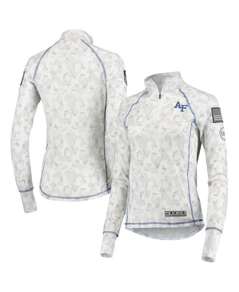 Women's White Air Force Falcons OHT Military-Inspired Appreciation Officer Arctic Camo 1/4-Zip Jacket