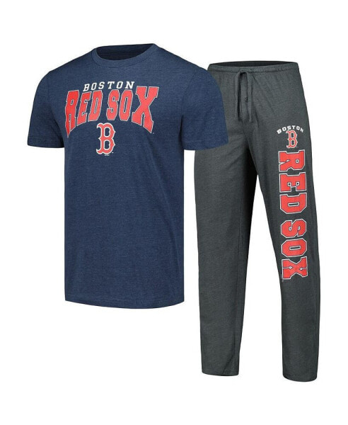 Пижама Concepts Sport Бостон Red Sox темно-серая синяя с надписью и брюки