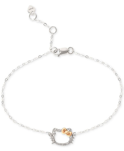 Hello Kitty Diamond Silhouette Link Bracelet (1/20 ct. t.w.) in 10k White & Rose Gold