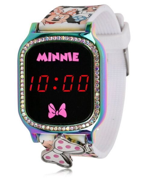 Minnie Mouse Kid's Touch Screen White Silicone Strap LED Watch, with Hanging Charm 36mm x 33 mm