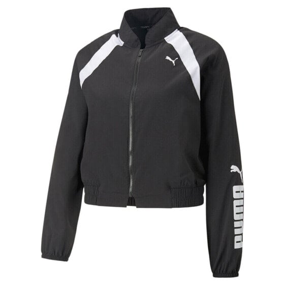 Puma Woven Fashion Full Zip Training Jacket Womens Black Casual Athletic Outerwe