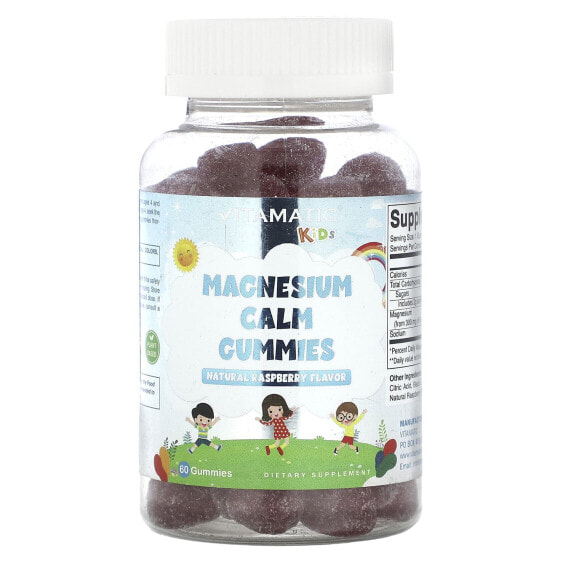 Kids, Magnesium Calm Gummies, Natural Raspberry, 60 Gummies