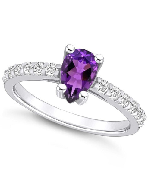 Amethyst (7/8 Ct. T.W.) and Diamond (1/3 Ct. T.W.) Ring in 14K White Gold