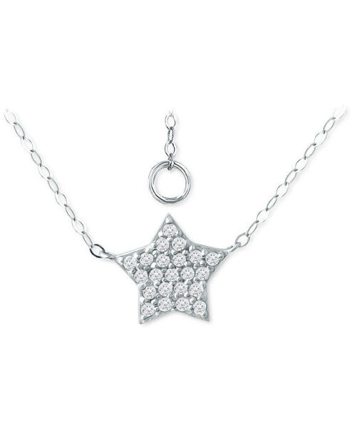 Cubic Zirconia Star Pendant Necklace in Sterling Silver, 16" + 2" extender, Created for Macy's