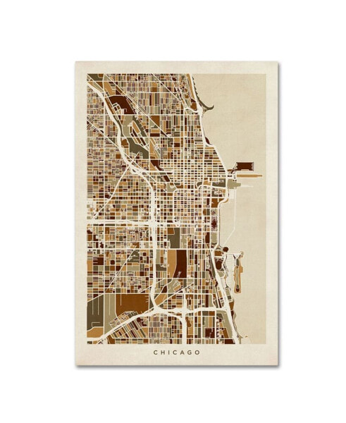 Michael Tompsett 'Chicago City Street Map' Canvas Art - 22" x 32"