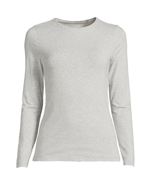 Women's Lightweight Jersey Skimming Long Sleeve Crew Neck T-shirt