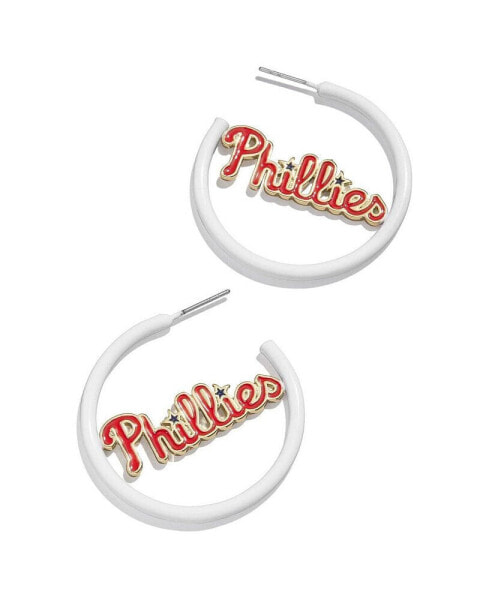 Women's Philadelphia Phillies Enamel Hoop Earrings