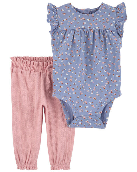 Baby 2-Piece Floral Bodysuit Pant Set 3M