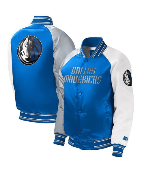 Big Boys Royal Dallas Mavericks Raglan Full-Snap Varsity Jacket