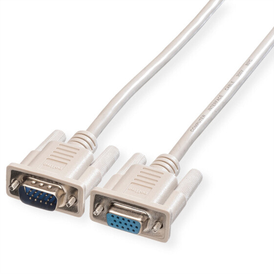 ROLINE VGA Cable - HD15 F - HD15 M - B-A 6 m - 6 m - VGA (D-Sub) - VGA (D-Sub) - Male - Female - Grey