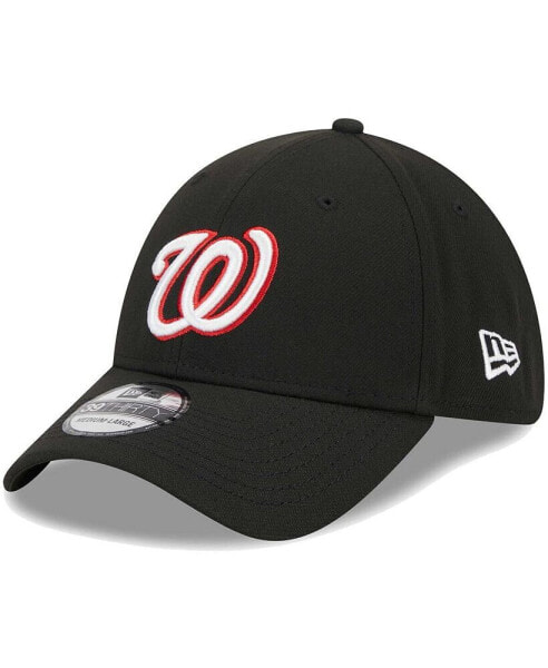 Men's Black Washington Nationals Logo 39THIRTY Flex Hat