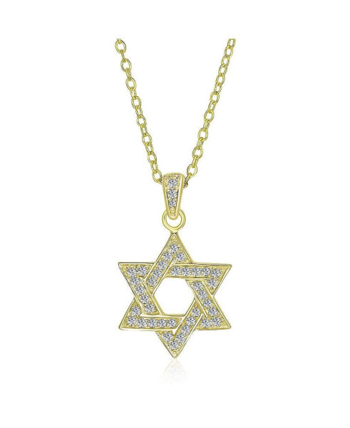 Bling Jewelry traditional Hanukkah Star of David Pendant Necklace: CZ Accents, Gold Plated & Sterling Silver Women & Bat Mitzvah