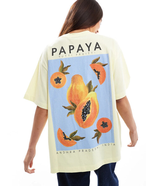 ASOS DESIGN oversized t-shirt with papaya fruit graphic in yellow