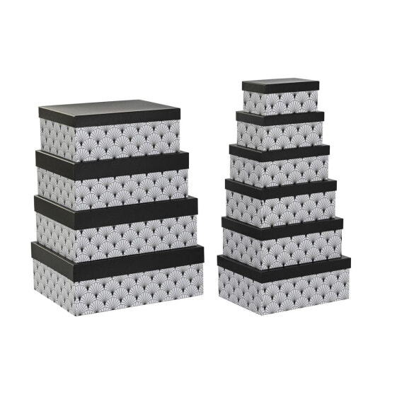 Штабелируемые органайзеры DKD Home Decor набор черно-белых коробок из картона
