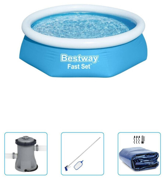 Надувной бассейн Bestway Fast Set - 305 х 66 см "Веселое лето" Schwimmbad-Set 5745645 (4-teilig)