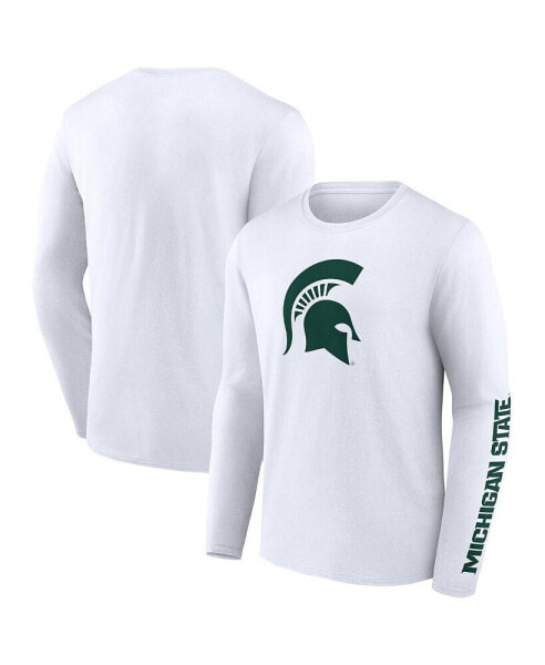 Men's White Michigan State Spartans Double Time 2-Hit Long Sleeve T-shirt