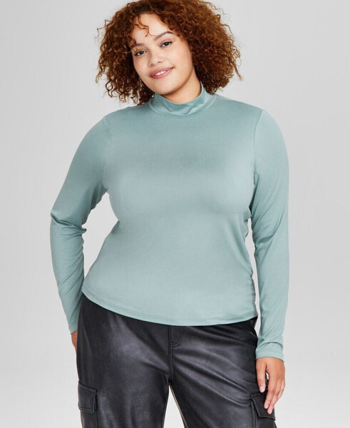 Trendy Plus Size Mock-Neck Long-Sleeve Top