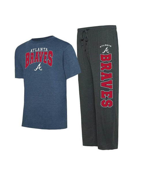 Men's Charcoal/Navy Atlanta Braves Meter T-Shirt Pants Sleep Set