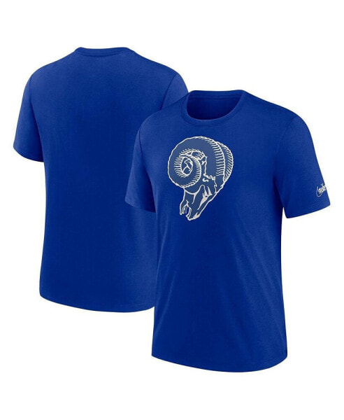 Men's Royal Los Angeles Rams Rewind Logo Tri-Blend T-shirt