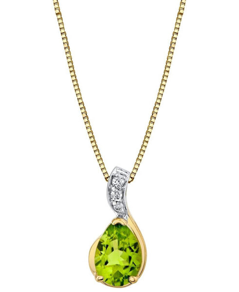 Peridot (3/4 ct. t.w.) & Diamond Accent 18" Pendant Necklace in 14k Gold