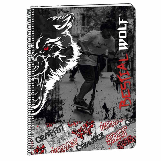 Блокнот школьный BESTIAL WOLF Notebook A4 8H Scratched BW 2020