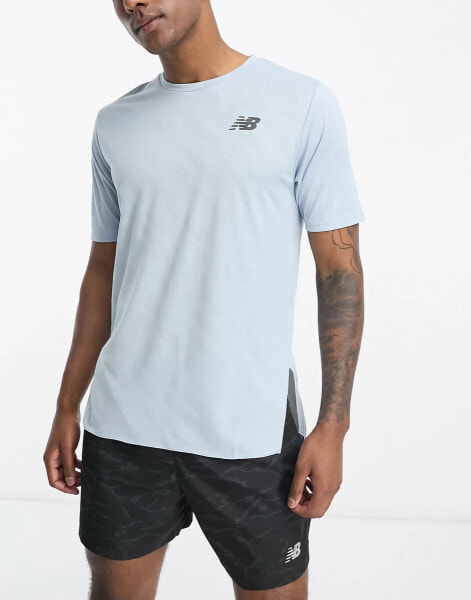 New Balance Q Speed Jacquard short sleeve top in blue