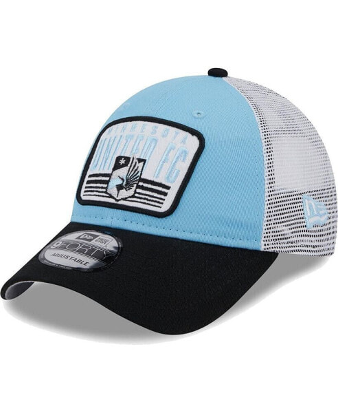 Men's Light Blue, Black Minnesota United FC Patch 9FORTY Trucker Snapback Hat