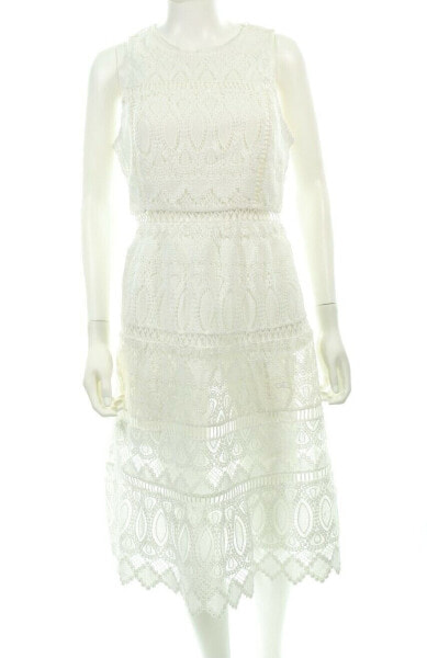 J.O.A. Womens Sleeveless White Crochet Cocktail Shift Dress Size Large