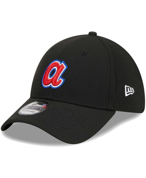 Men's Black Atlanta Braves Logo 39THIRTY Flex Hat