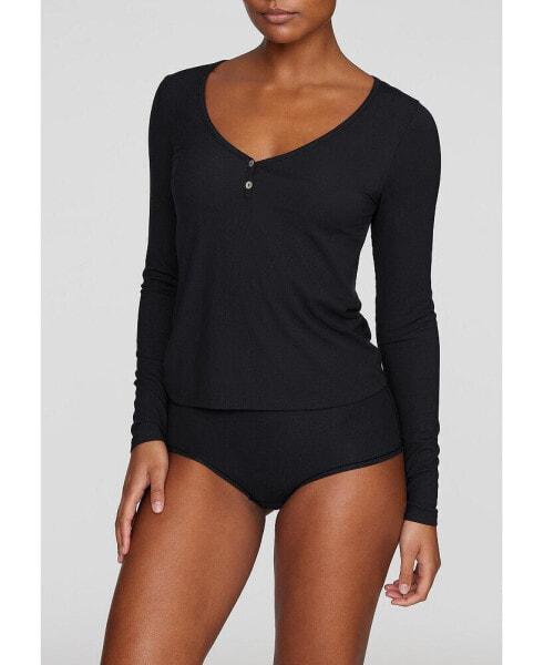 Women's The Button Long Sleeve - Modal Silk Rib