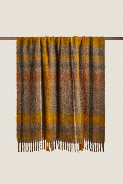 Carded wool throw
