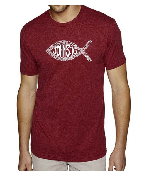 Men's Word Art T-Shirt - John 3:16 Fish Symbol