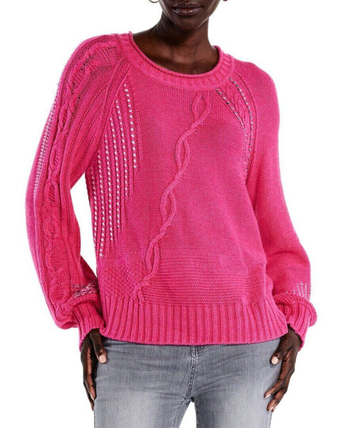 Nic+Zoe Plus Crafted Cables Sweater Women's Pink 2X