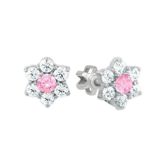Flower stud earrings with zircons 239 001 00145 0700400