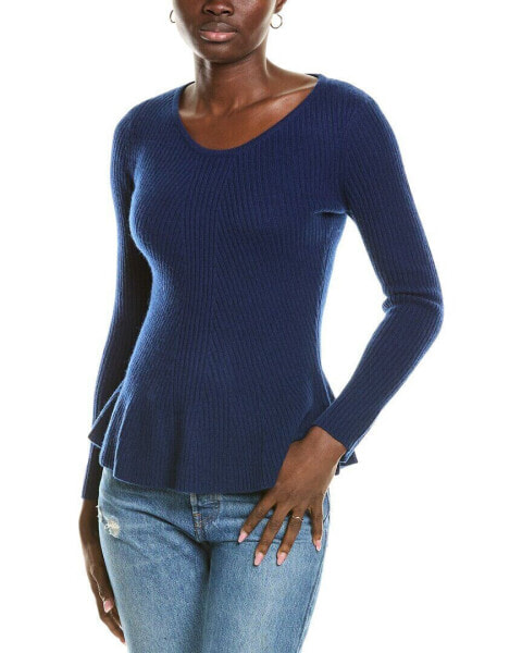 Sofiacashmere Peplum Rib Scoop Neck Cashmere Sweater Women's