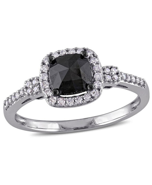 Black and White Diamond (1 ct. t.w.) Engagement Ring in 14k White Gold