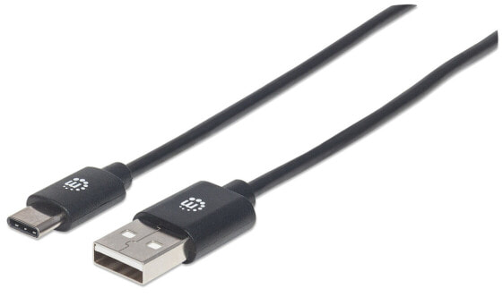 Manhattan USB-C to USB-A Cable - 3m - Male to Male - 480 Mbps (USB 2.0) - Hi-Speed USB - Black - Lifetime Warranty - Polybag - 3 m - USB C - USB A - USB 2.0 - 480 Mbit/s - Black