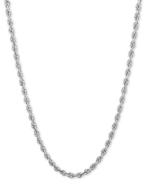 Diamond Cut Rope Chain 24“ Necklace (3mm) in 14k White Gold