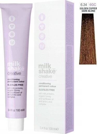 Milk Shake Milk Shake, Creative, SLS/SLES-Free, Permanent Hair Dye, 6.346GC Golden Copper Dark Blond, 100 ml For Women