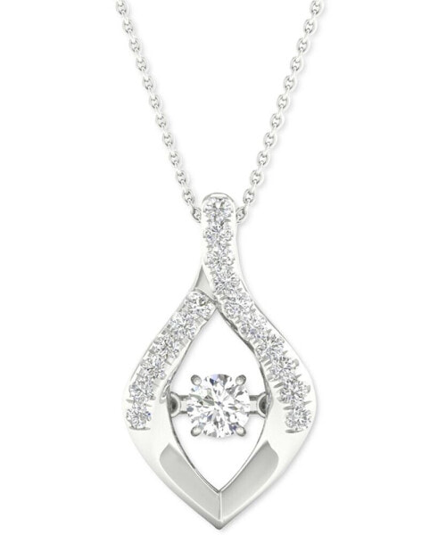 Twinkling Diamond Star diamond Wishbone 18" Pendant Necklace (1/4 ct. t.w.) in 10k White Gold