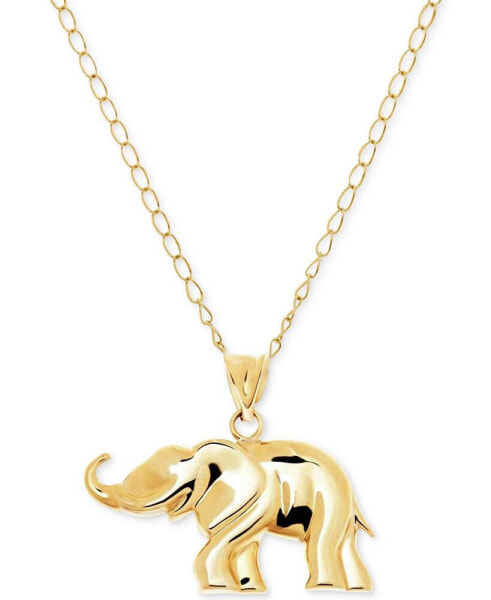 Italian Gold elephant Pendant Necklace in 10k Gold