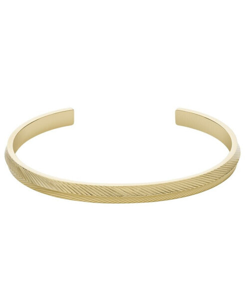 Sadie Linear Texture Gold-tone Stainless Steel Bangle Bracelet