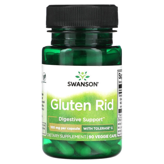 Витамины и БАДы для пищеварительной системы Swanson Gluten Rid с Tolerase G, 100 мг, 90 вегетарианских капсул