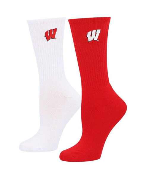 Women's Red, White Wisconsin Badgers 2-Pack Quarter-Length Socks
