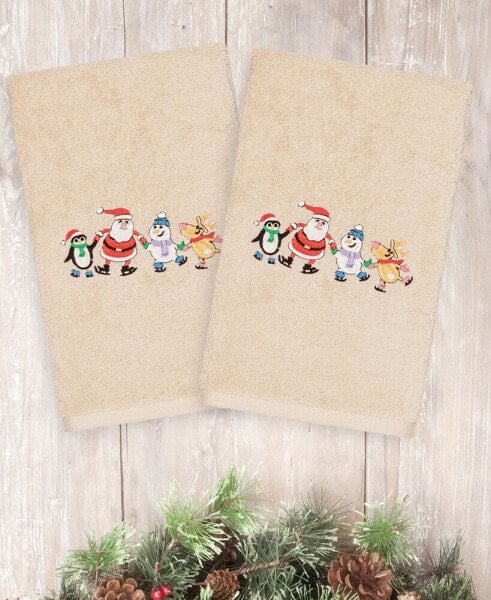 Christmas Skating Party 100% Turkish Cotton 2-Pc. Hand Towel Set