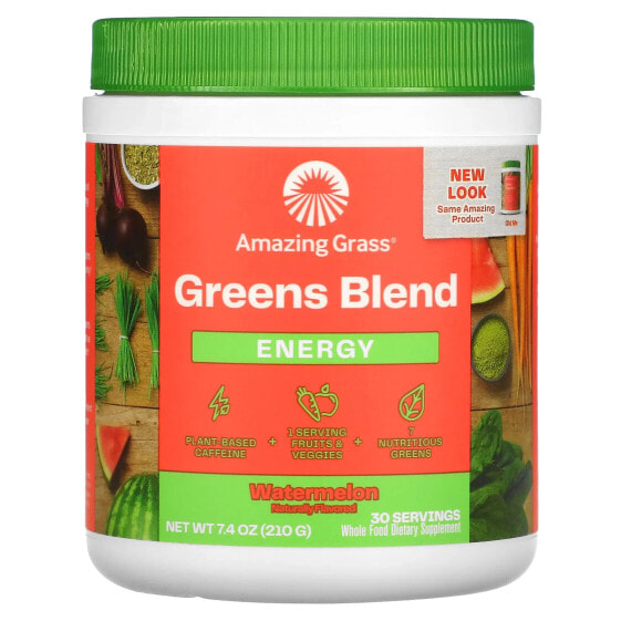 Энергетик Amazing Grass, Green Blend, Арбуз, 210 г (7.4 унции)