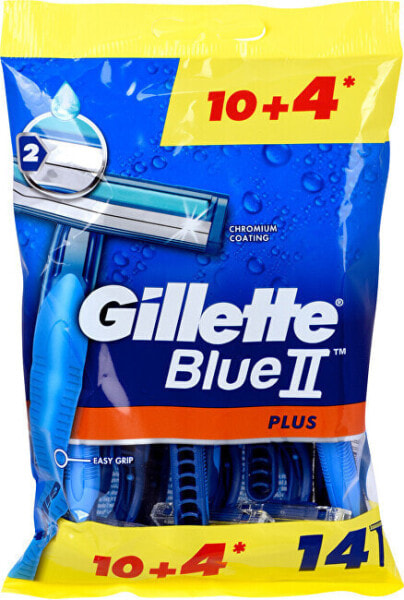 Gillette Blue 2 Plus Disposable Men's Razors Одноразовые мужские бритвы 10 + 4 шт